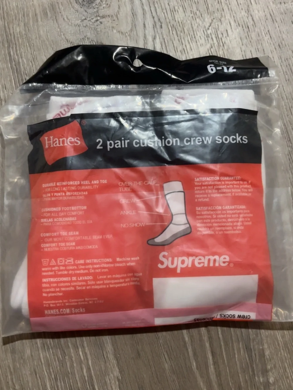 Supreme 2-Pack Cushion Crew Socks - White & Red